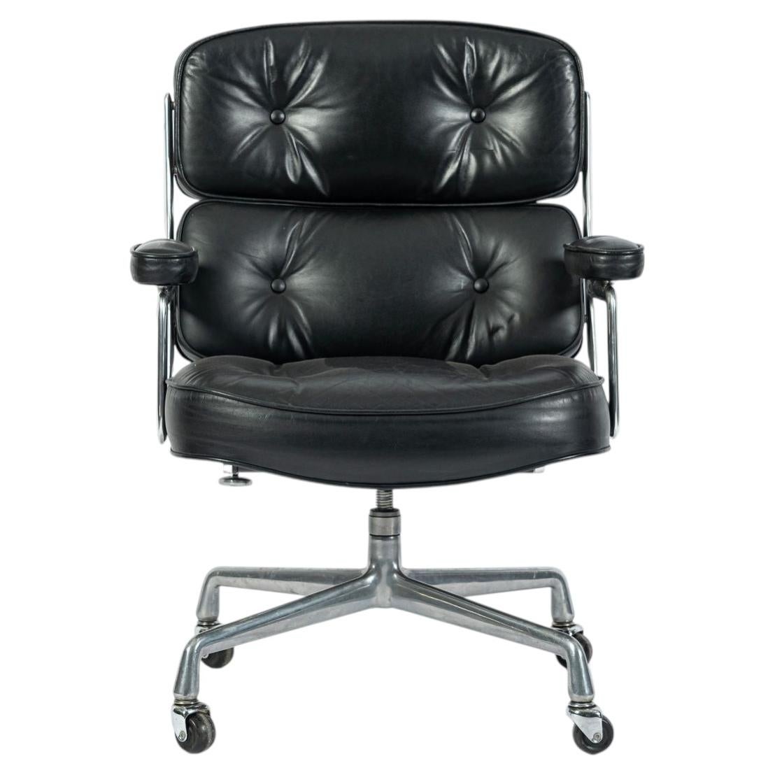Poltrona direzionale Eames Time Life di Herman Miller in pelle nera, 1981 in vendita
