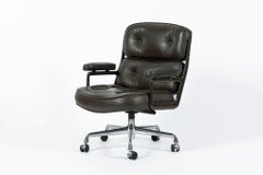Eames Time Life Executive Lobby Chair for Herman Miller, Gray Leather Desk Chair