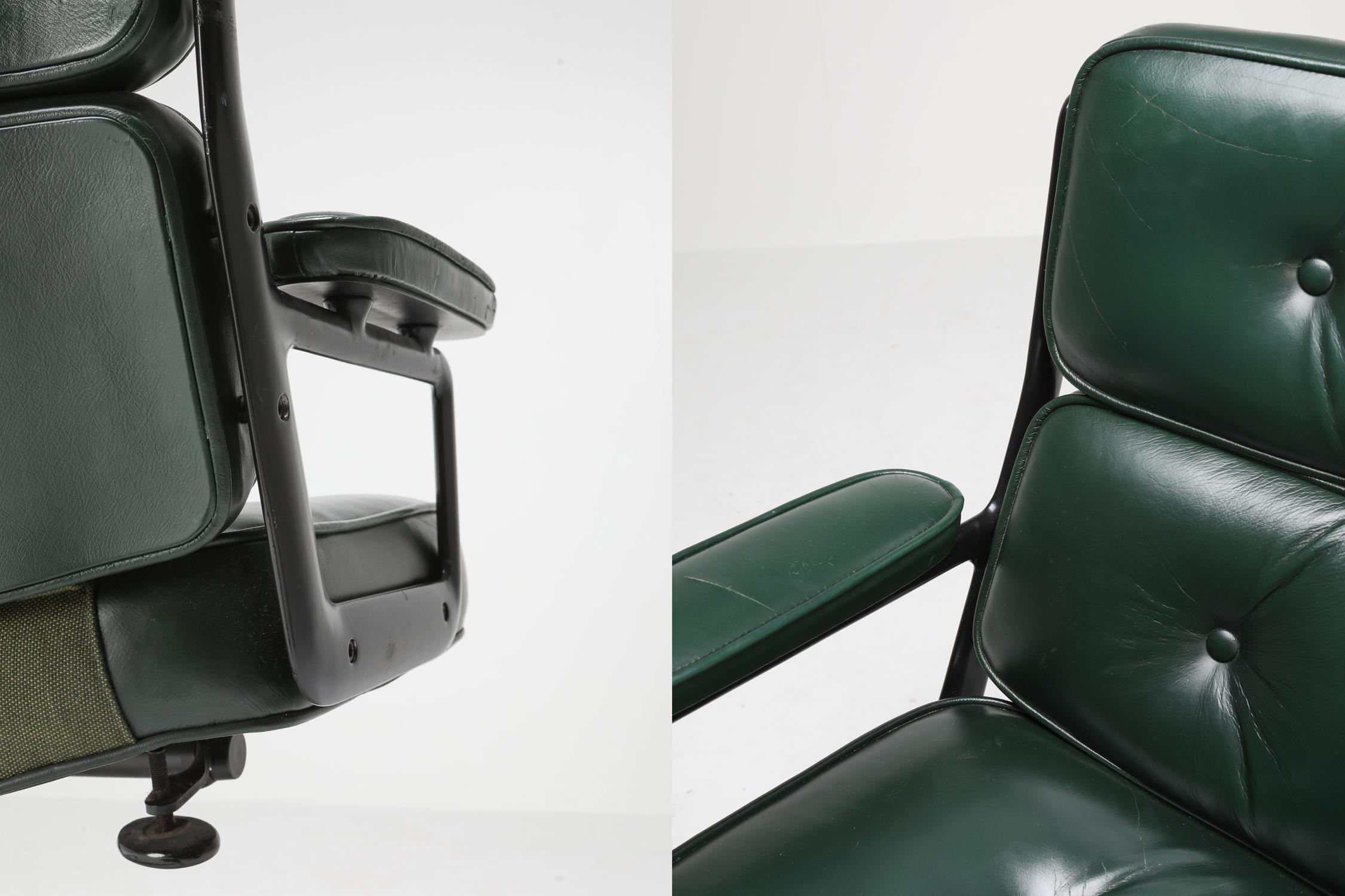 Eames Time Life Lobby Chair EA108 in Green Leather 2