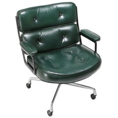 Eames Time Life Lobby Chair EA108 in Green Leather