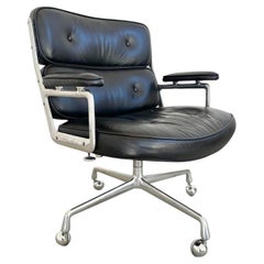 Eames Time Life Lobby Chair en cuir noir pour Herman Miller, 1983 USA