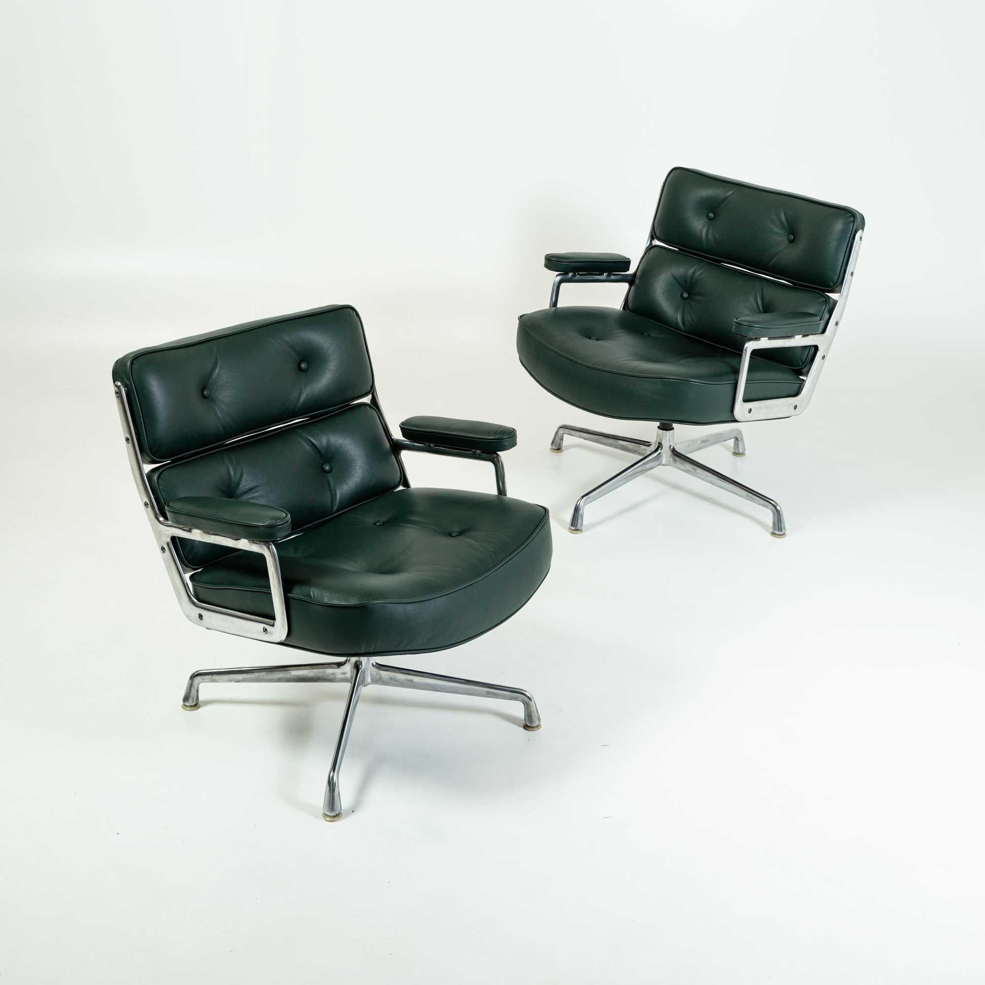 Eames Time Life Lobby Lounge Chair ES105/675 in Midnight Green Aniline Leather 4