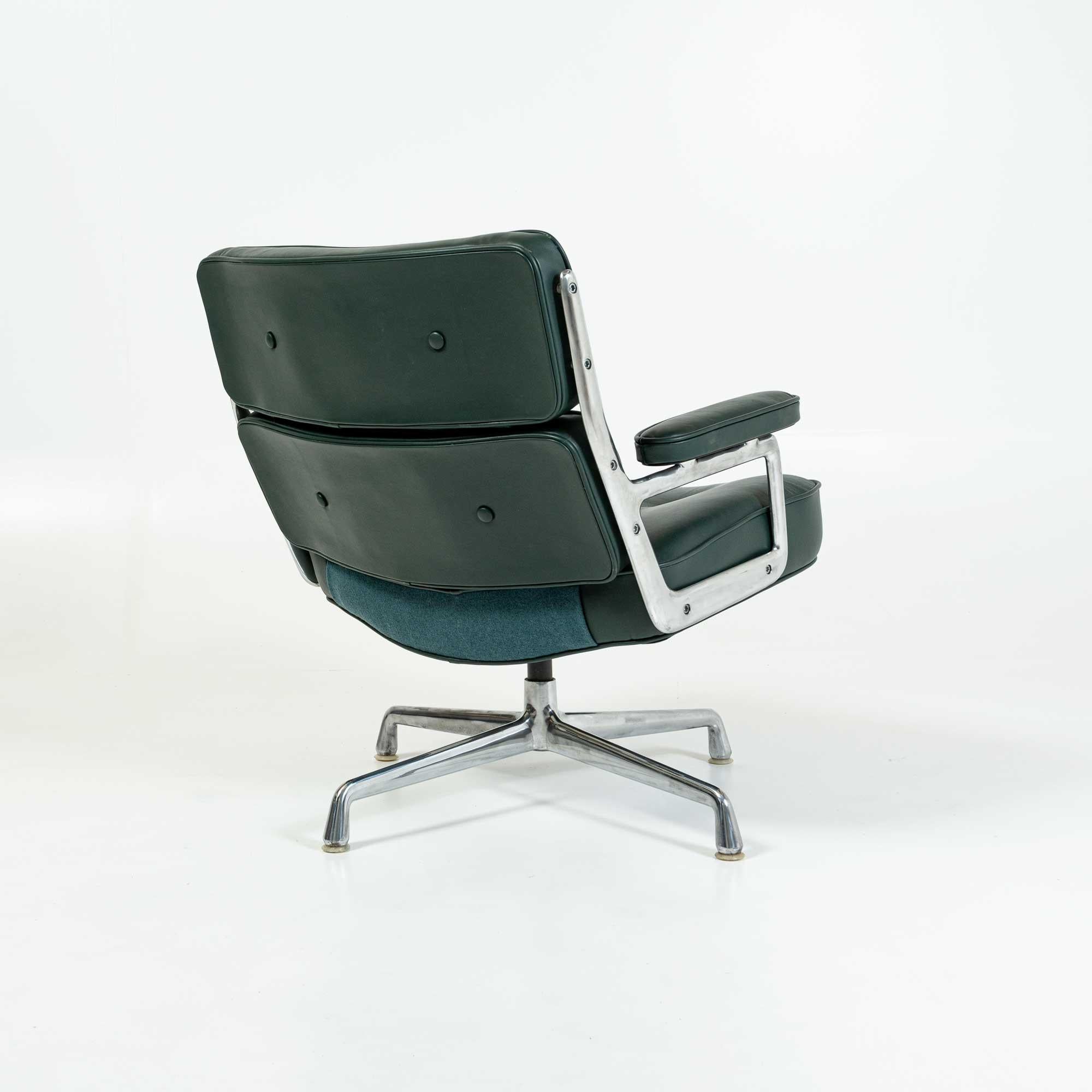 American Eames Time Life Lobby Lounge Chair ES105/675 in Midnight Green Aniline Leather