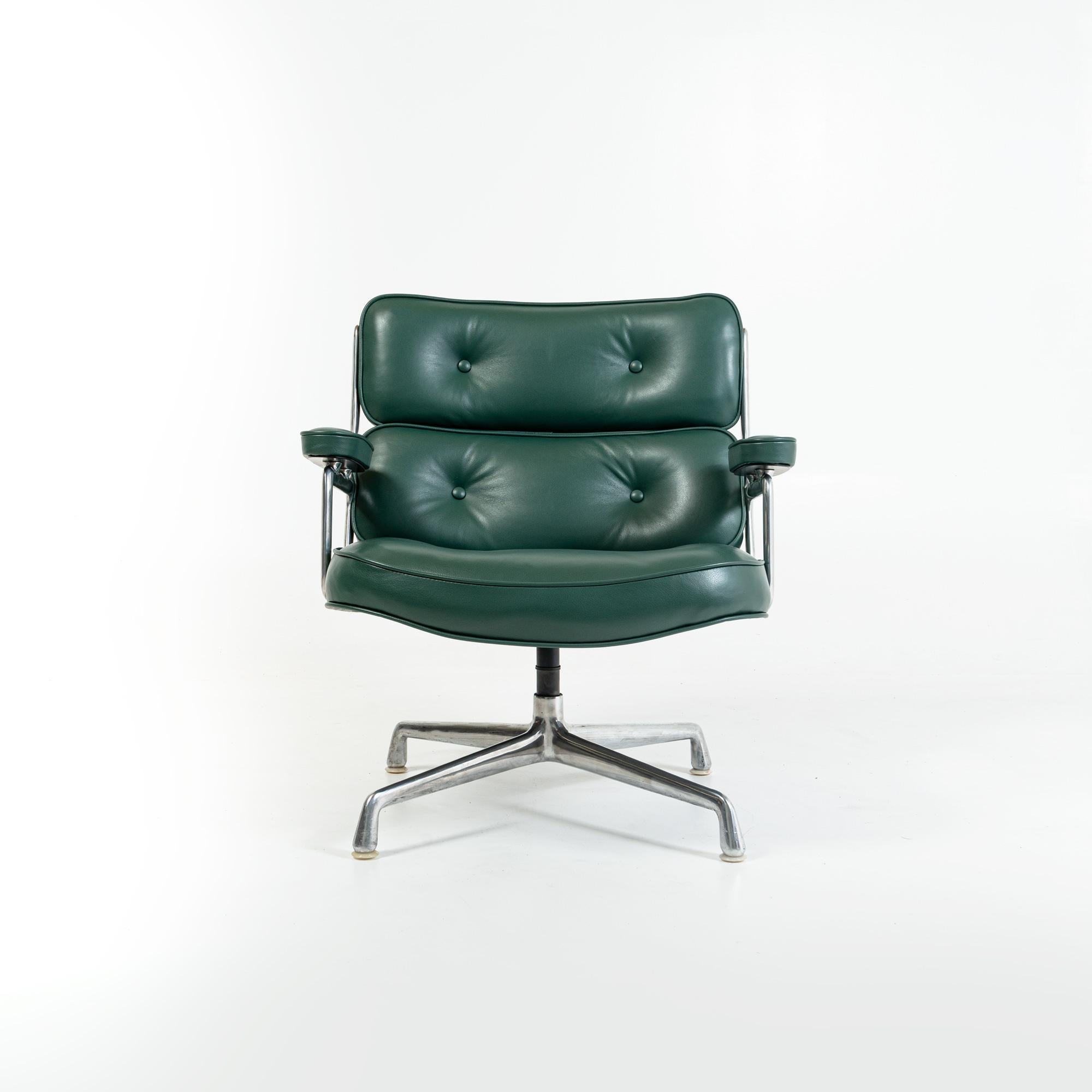 A newly restored Eames timelife Lobby chair, model ES105, reupholstered in Forest Green Aniline Leather. Priced Individually, we currently have 2.

Eames Timelife Lobby chair is the adaptation of the specially commissioned 'Lobby Chairs' for the