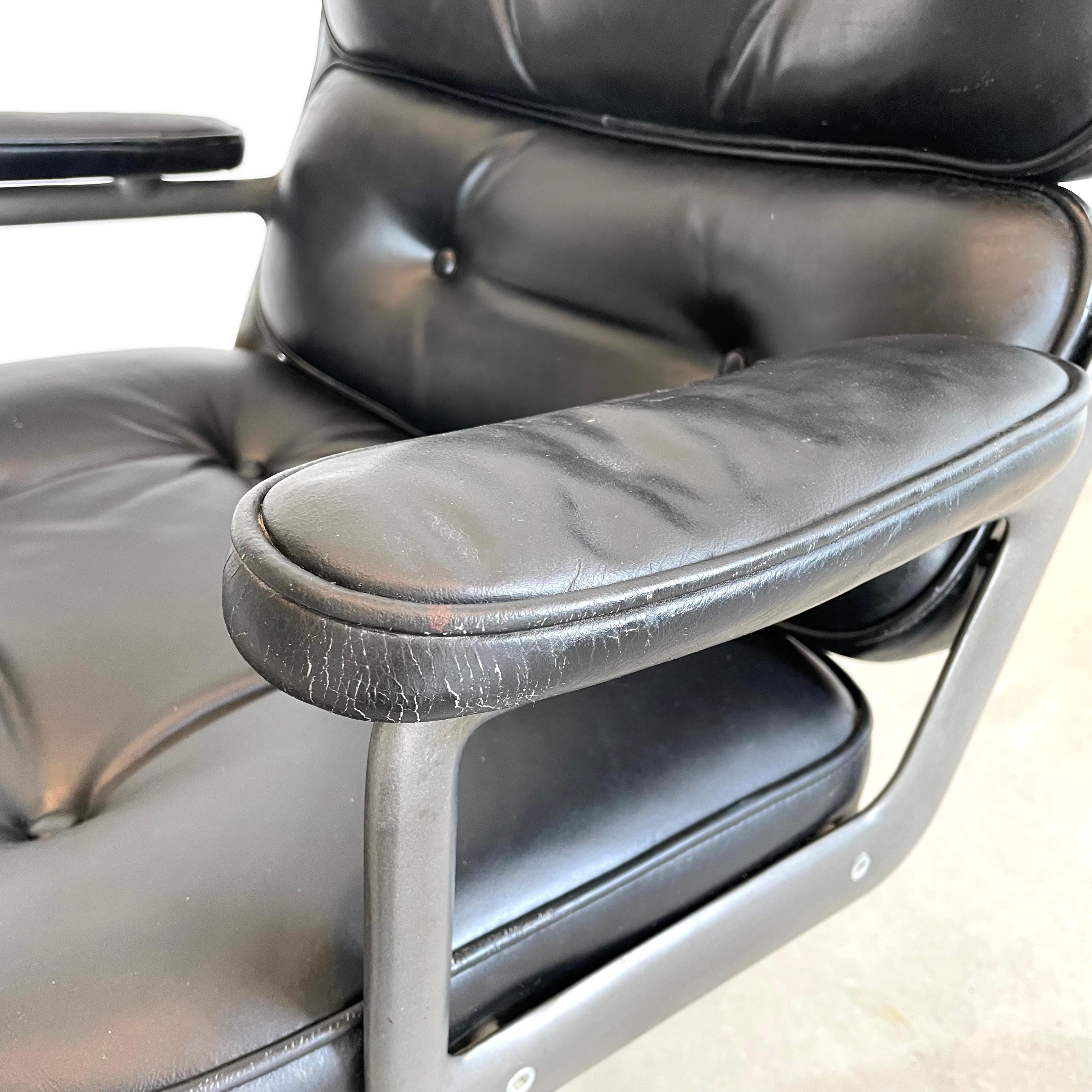 Eames Time Life Lobby Lounge Chair in Black Leather for Herman Miller, 1980s USA For Sale 2