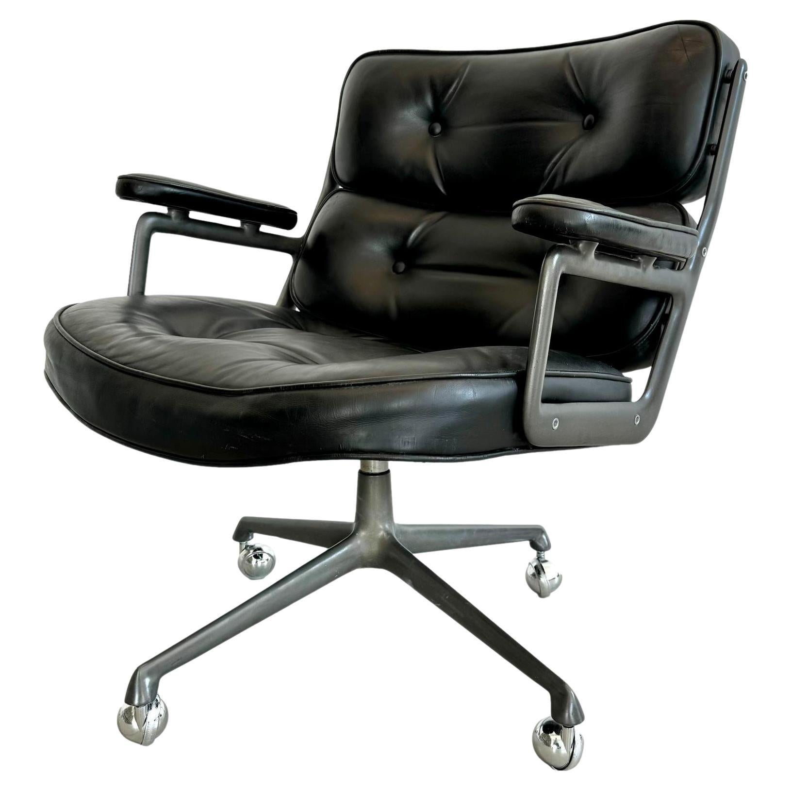 Eames Time Life Lobby Lounge Chair in Black Leather for Herman Miller, 1980s USA