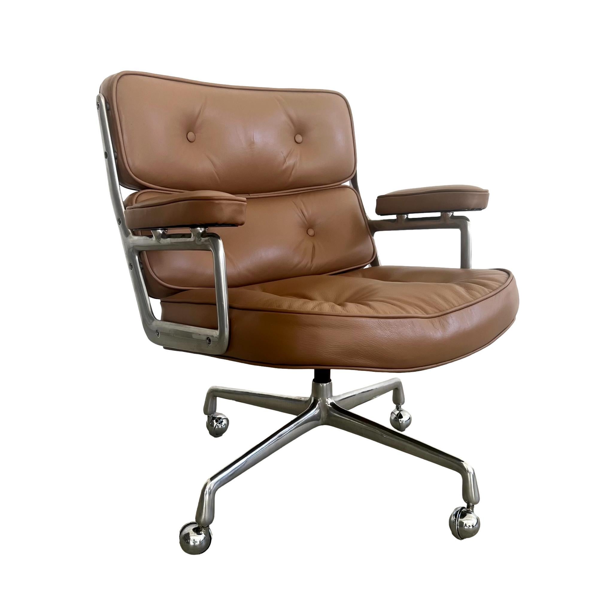 Fauteuil de salon Eames Time Life en cuir brun clair pour Herman Miller, années 1980 aux États-Unis 4