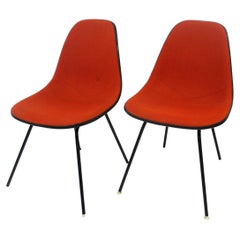 Eames Upholstered H Based Side Chairs for Herman Miller Pair