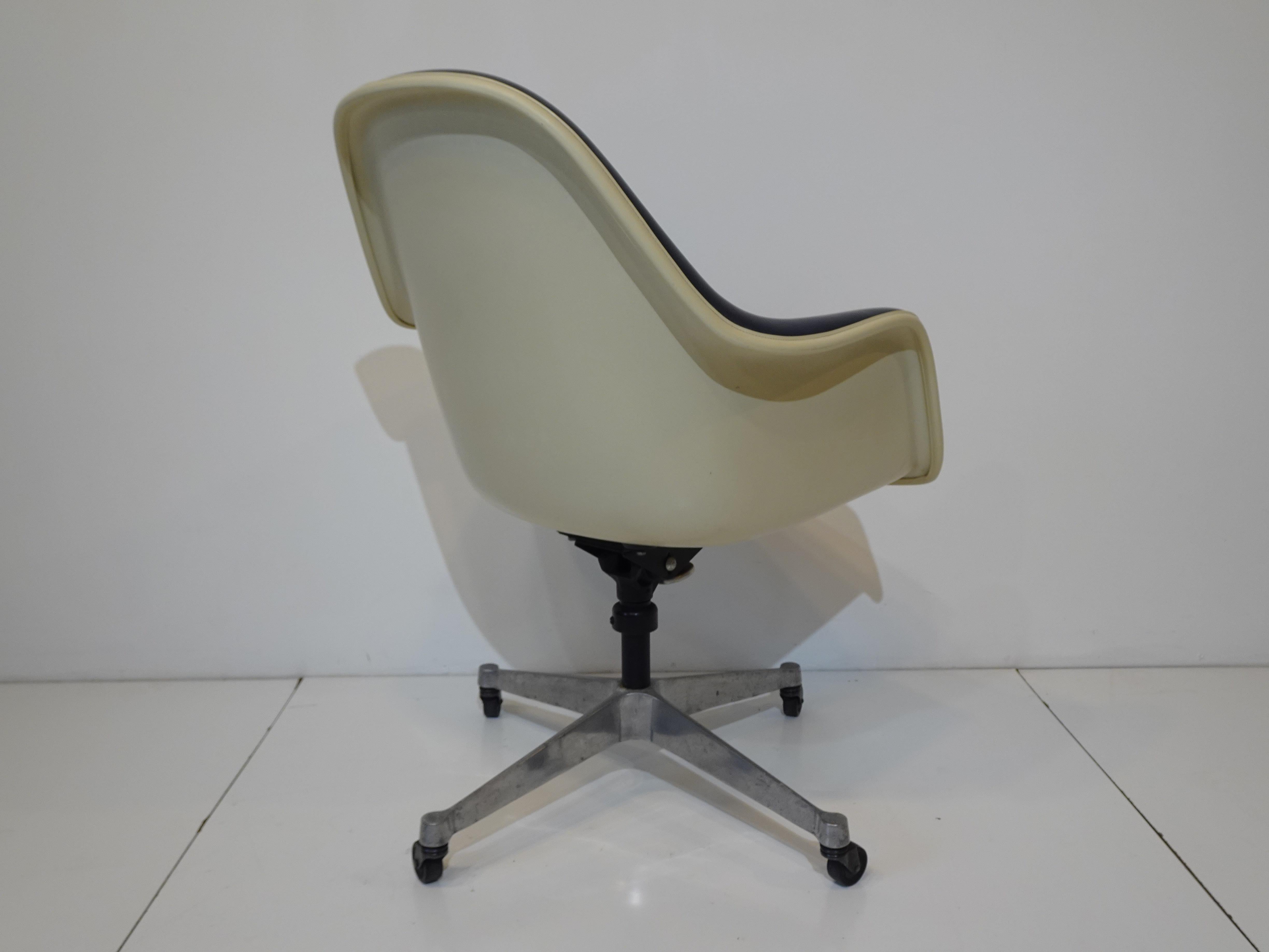 American Eames Upholstered Rolling High Back Desk Chair by Herman Miller