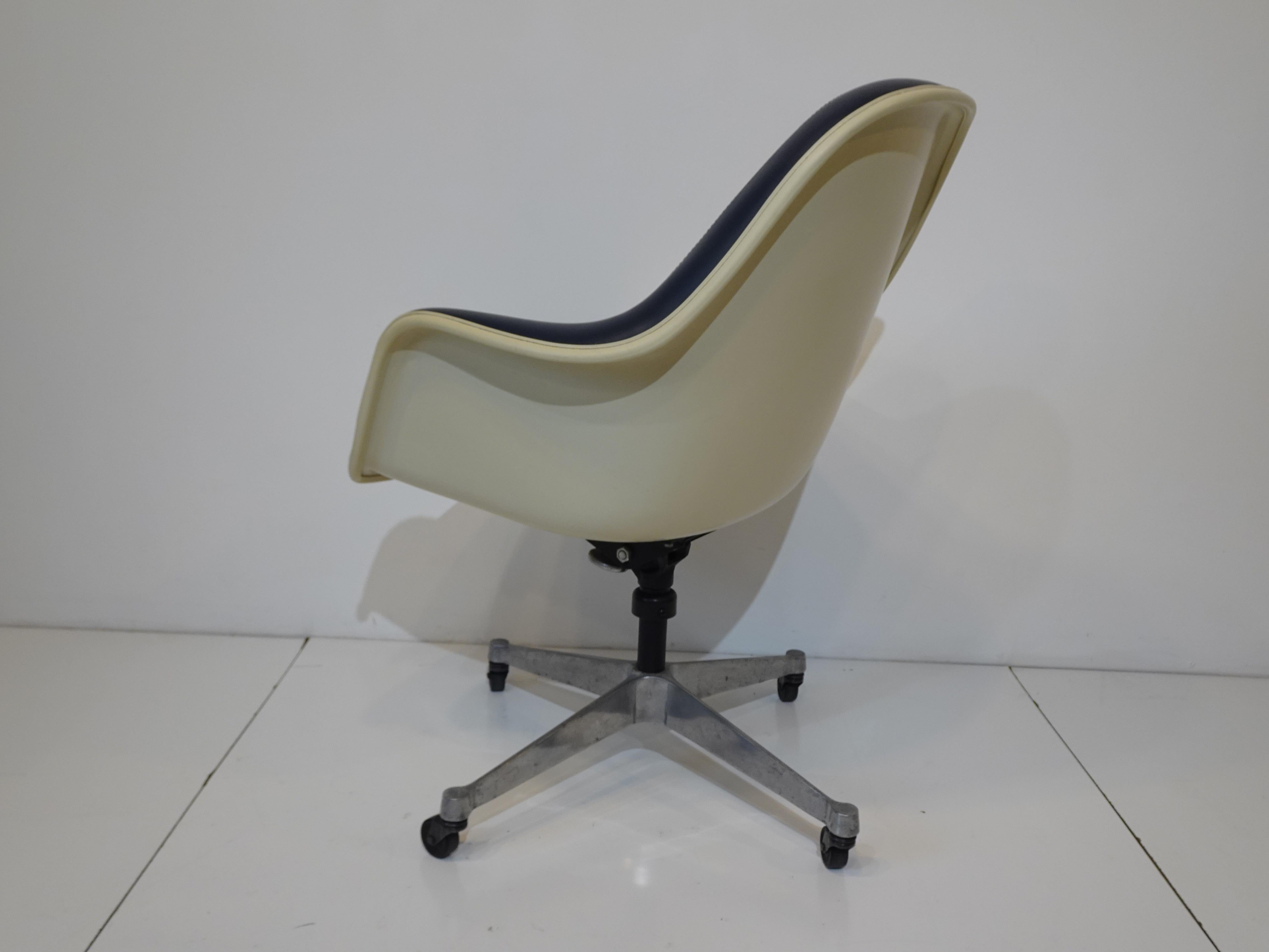 20th Century Eames Upholstered Rolling High Back Desk Chair by Herman Miller