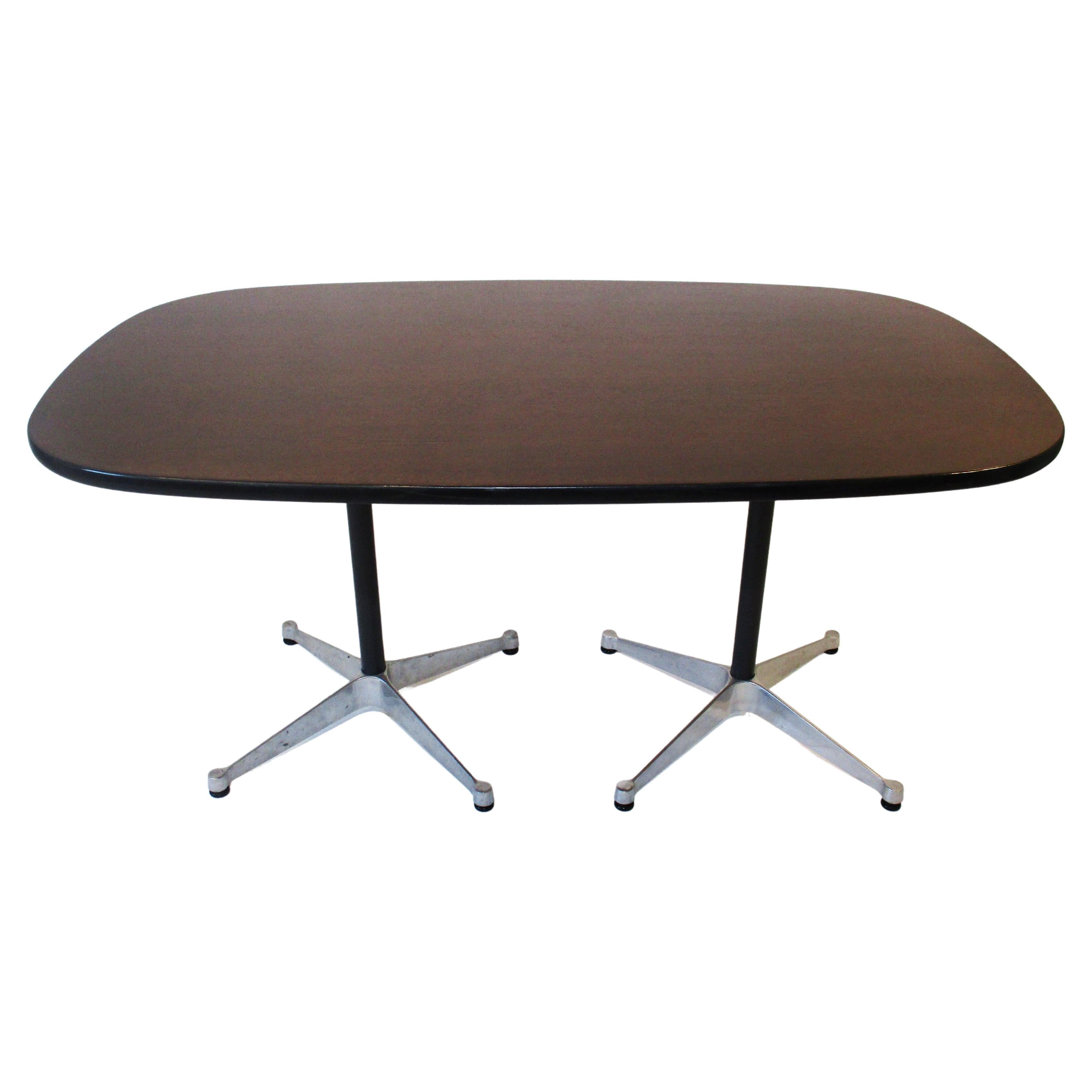 Eames Walnut Aluminum Group Dining Table by Herman Miller