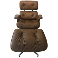 Used Eames Walnut and Leather 670 Lounge Chair and 671 Ottoman