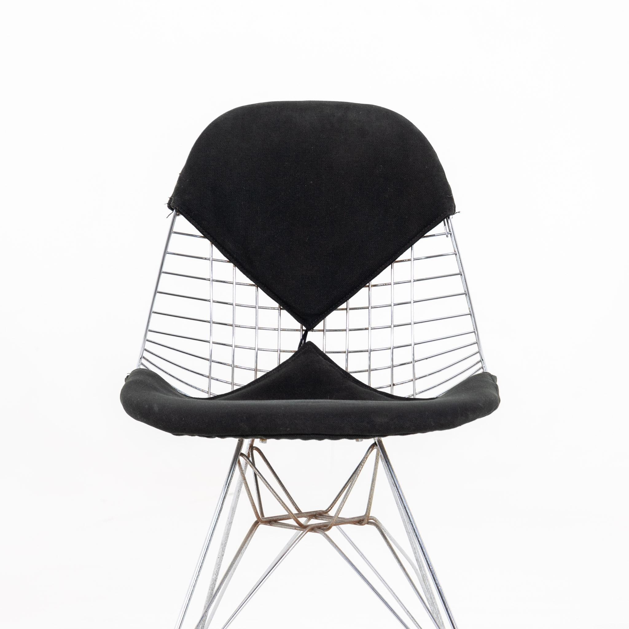 Eames Wire Bikini Chair DKR-2 with Black Cover, Design 1951 For Sale 1