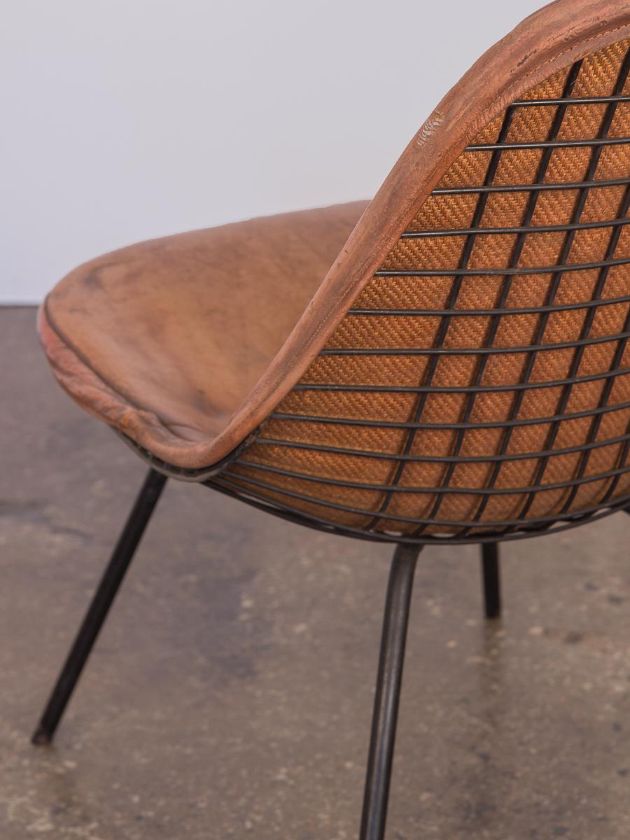 American Eames Wire Chair with Leather Covering