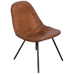 Vintage Eames Wire Chair with Leather Covering
