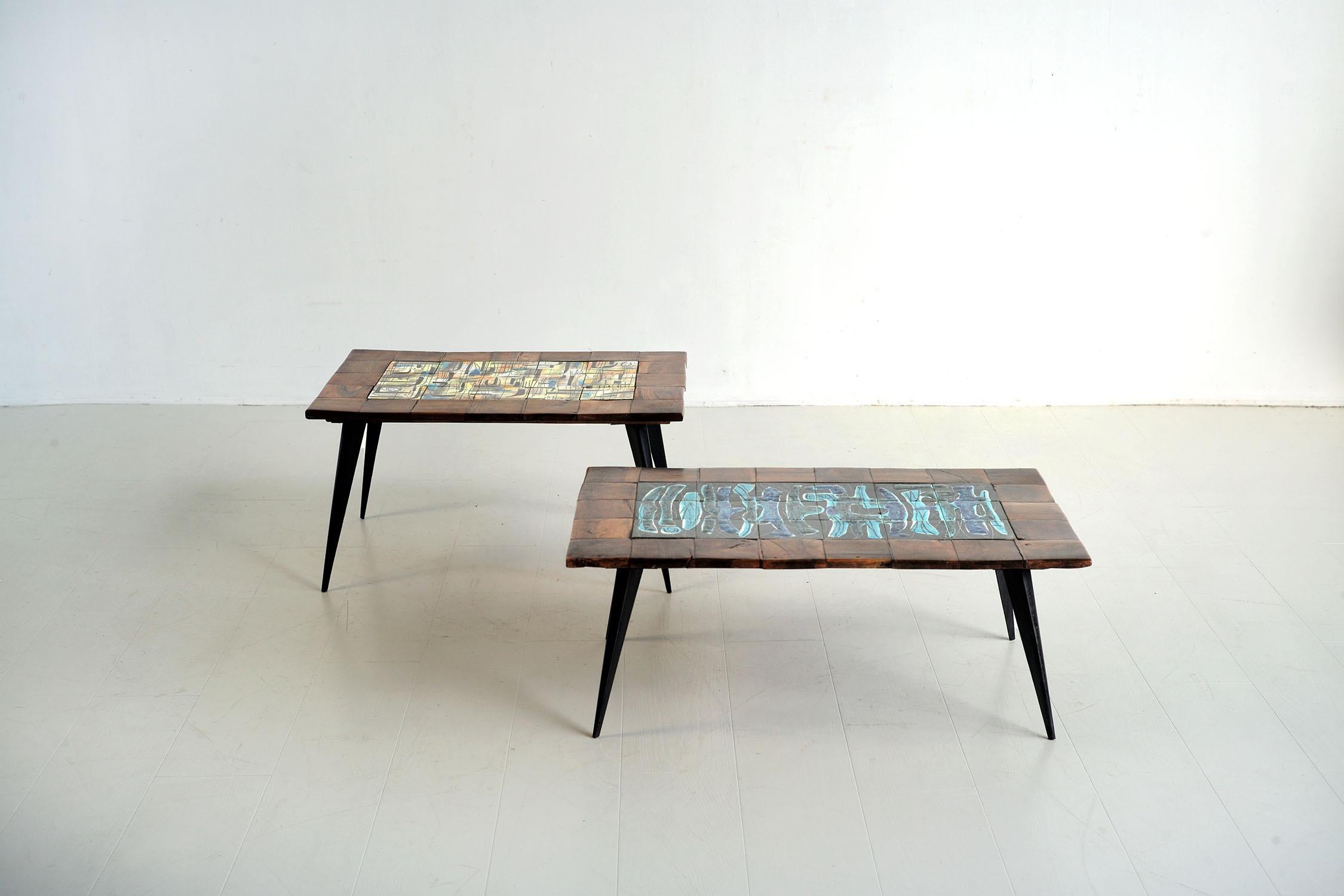 Metal Jean de Lespinasse (1896-1979), unique duo of coffee tables, France 1950 For Sale