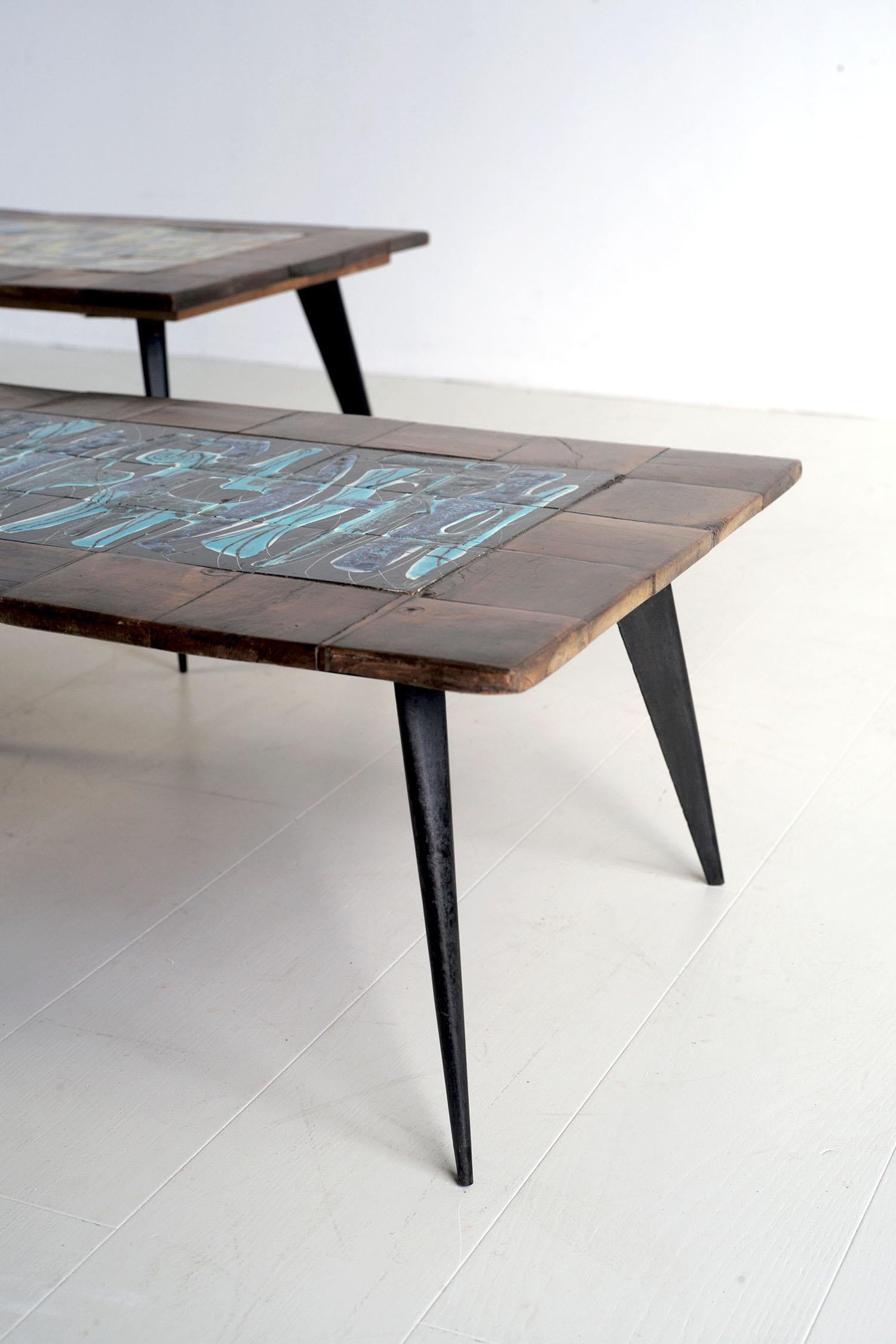 Jean de Lespinasse (1896-1979), unique duo of coffee tables, France 1950 For Sale 2