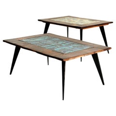 Jean de Lespinasse (1896-1979), einzigartiges Duo von Couchtischen, Frankreich 1950