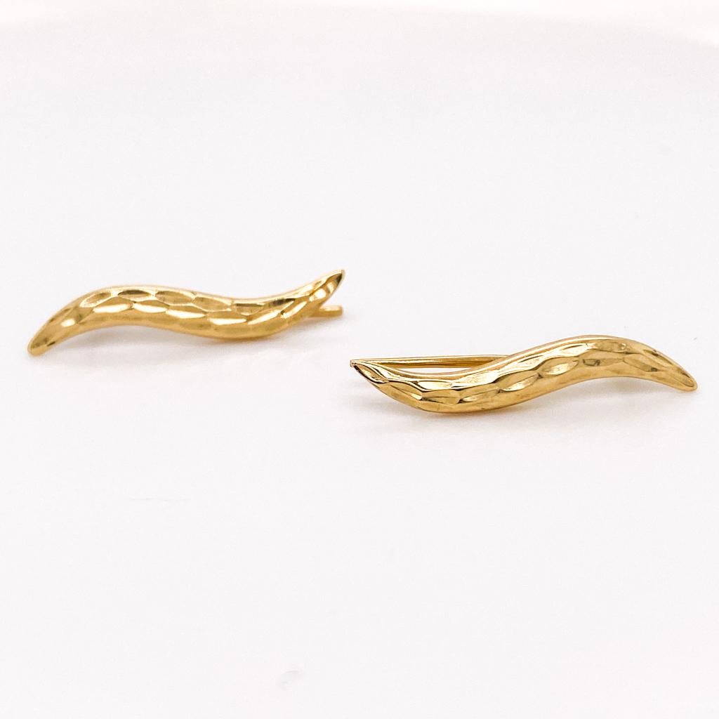 Ohr Climbers Diamant-Schliff-Kurven-Ohrringe, Ohrringe aus 14 Karat Gelbgold, Kelim-Kurventropfen-Tropfen 5