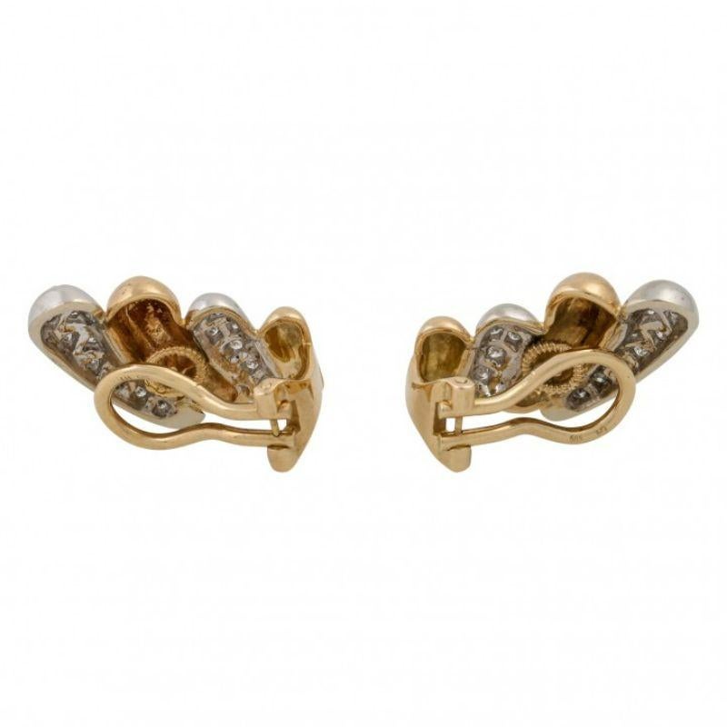 Ear Clips with Diamonds In Good Condition For Sale In Stuttgart, BW