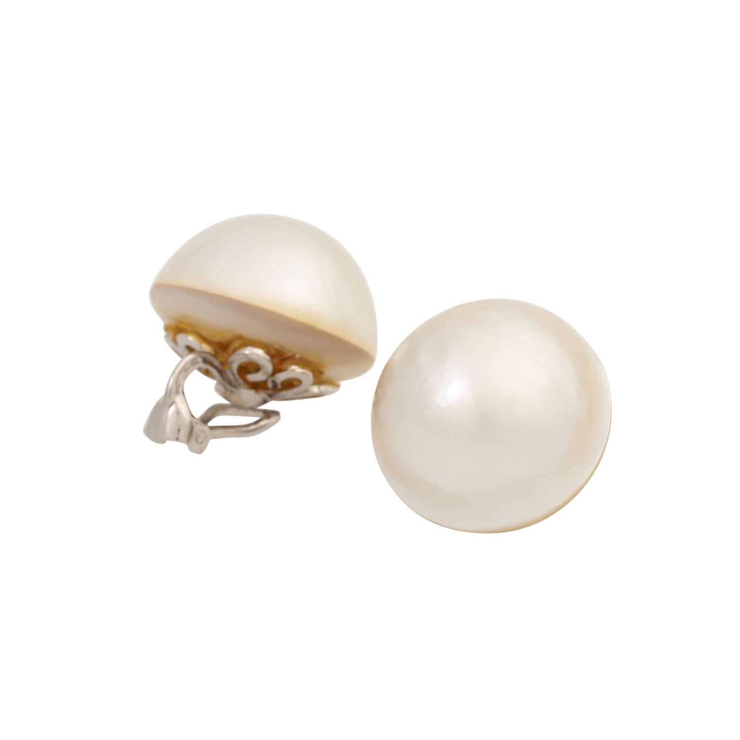Modern Ear Clips with Mabe Pearls Approx For Sale