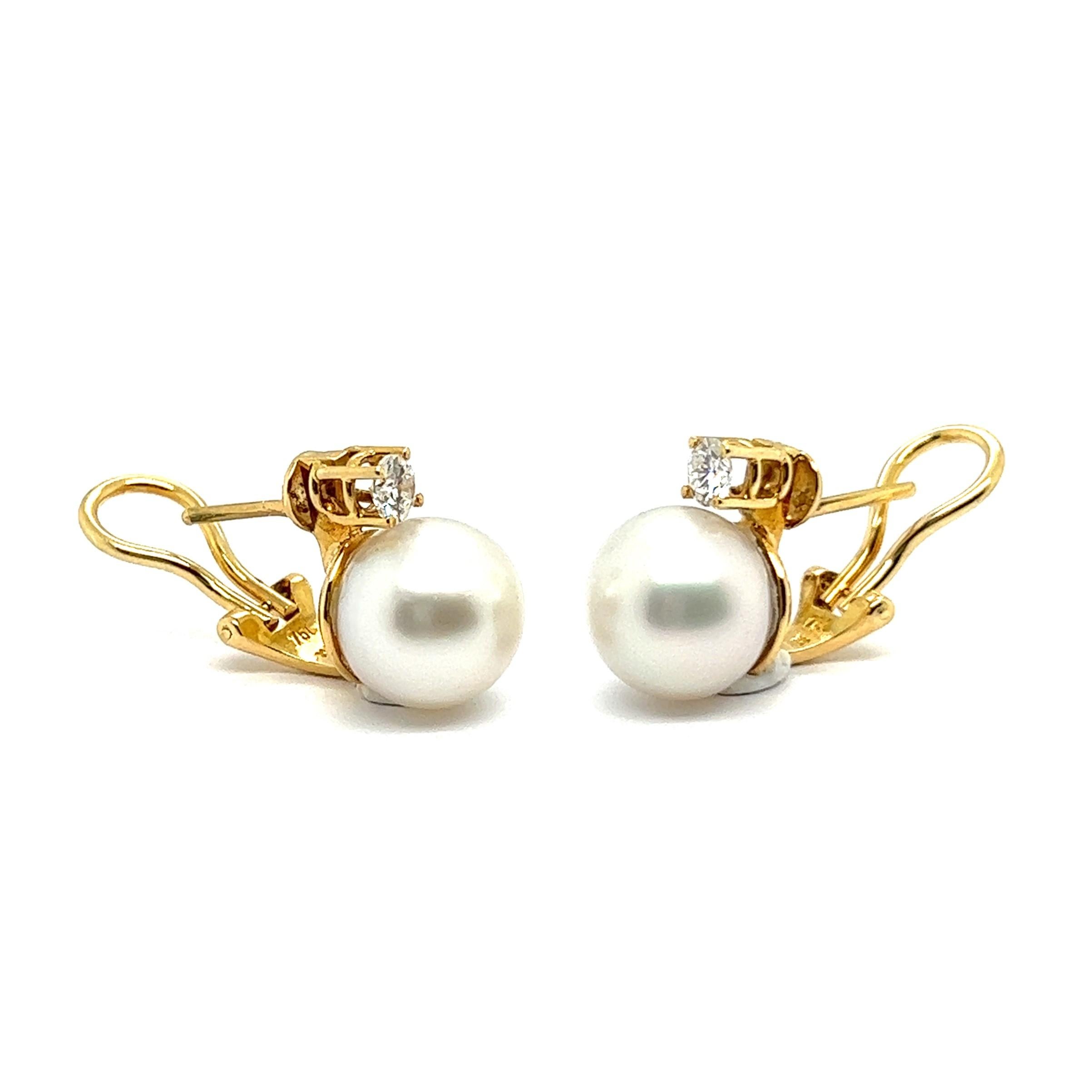 Ear clips with South Sea Pearls & Diamonds in 18 Karat Yellow Gold 5