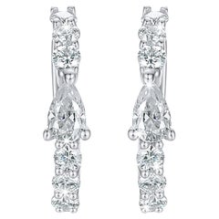 Ear Pear Shape 14K White Gold Cuff Earrings
