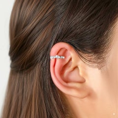 Ear Pear Shape 14K (or 18k upon request) White Gold Cuff Earrings