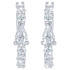 Ear Pear Shape 14K White Gold Cuff Earrings