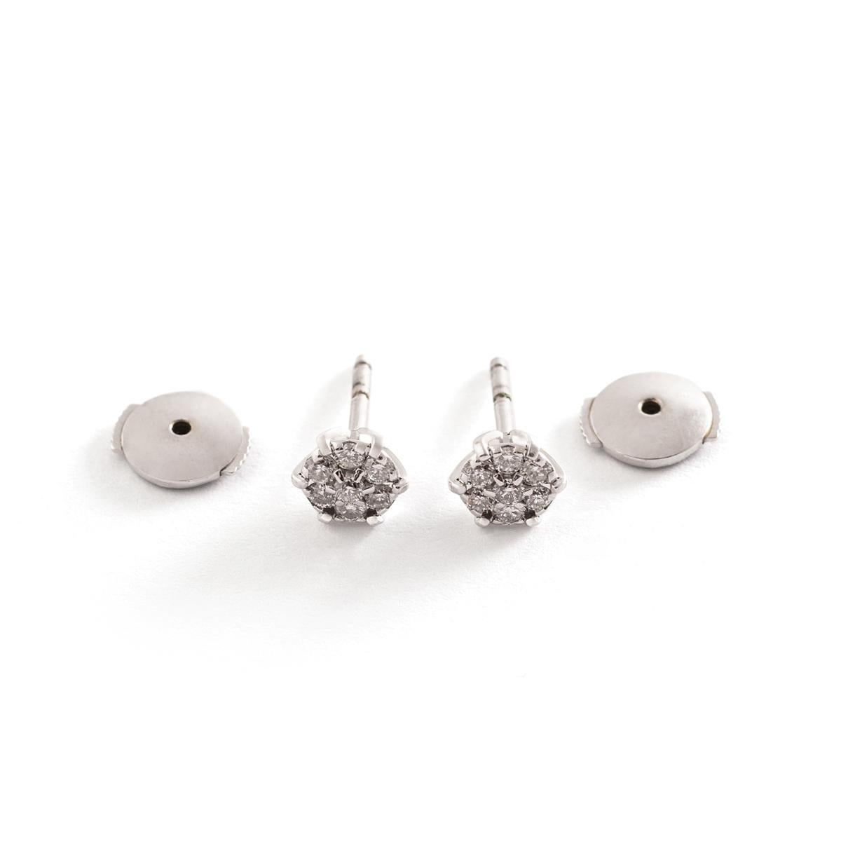 Round Cut Ear Studs Earrings Diamond White Gold For Sale