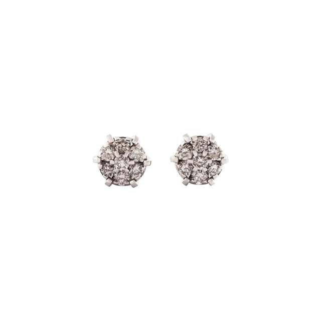 Hermes Diamond Stud White Gold Earrings For Sale at 1stDibs