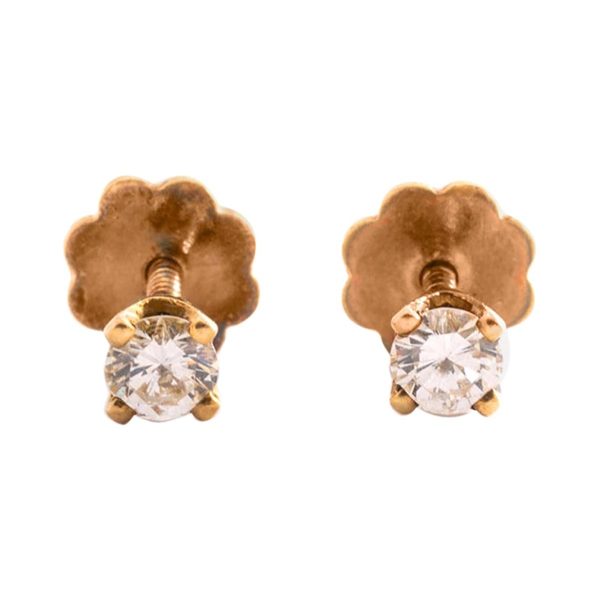 Ear Studs Earrings Diamond Yellow Gold