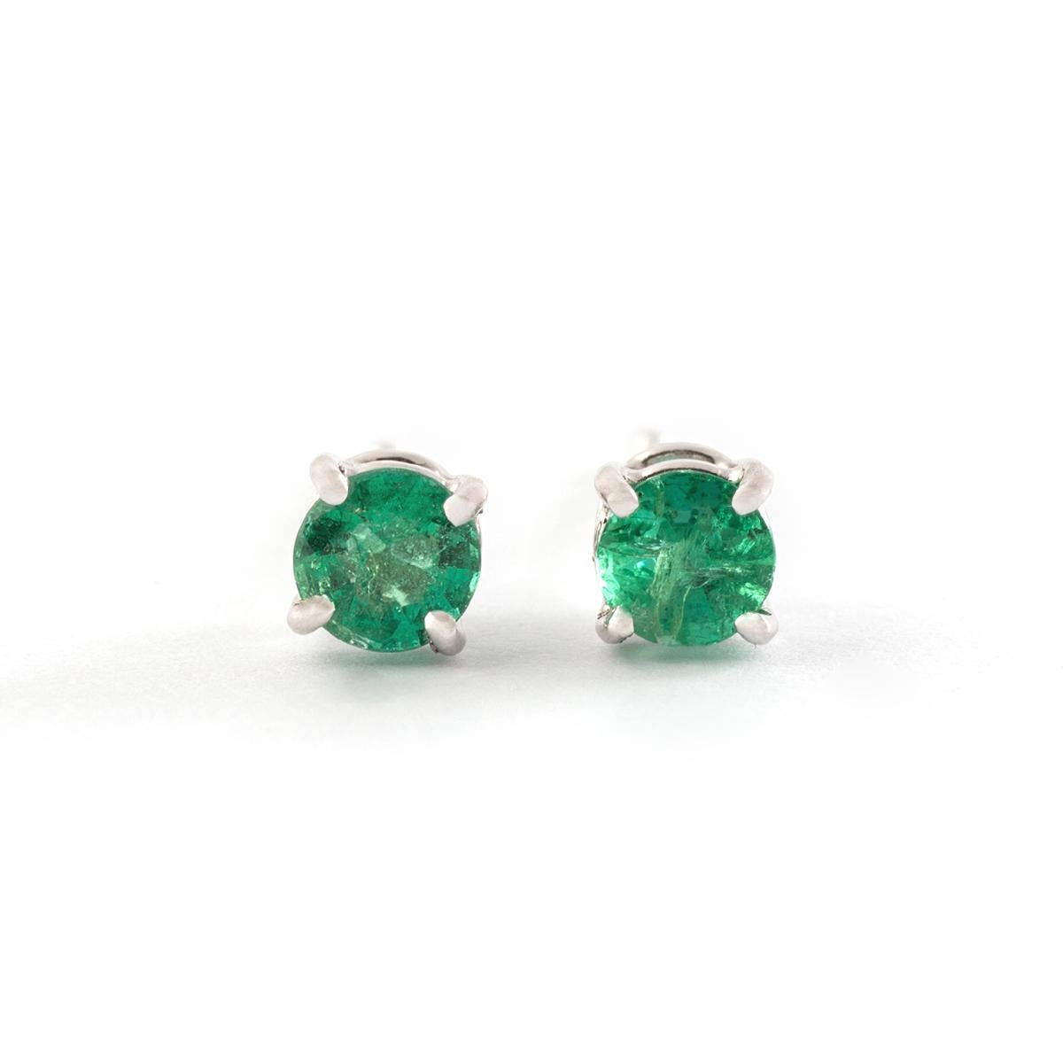 Contemporary Ear Studs Earrings Emerald White Gold For Sale
