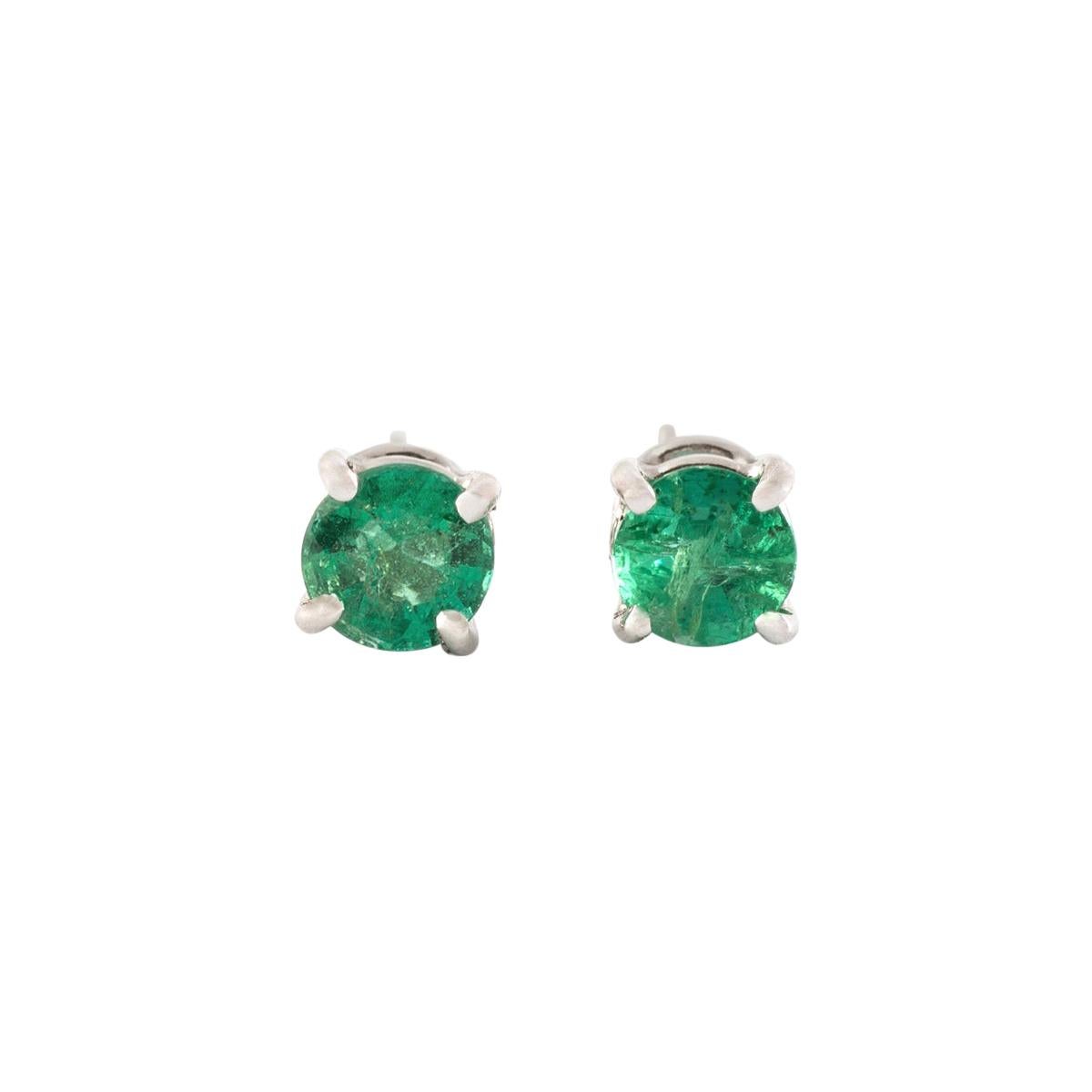 Ear Studs Earrings Emerald White Gold For Sale