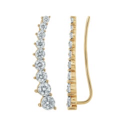 Earcuff brilliant cut diamonds Earrings 18K Gold and four prong setting