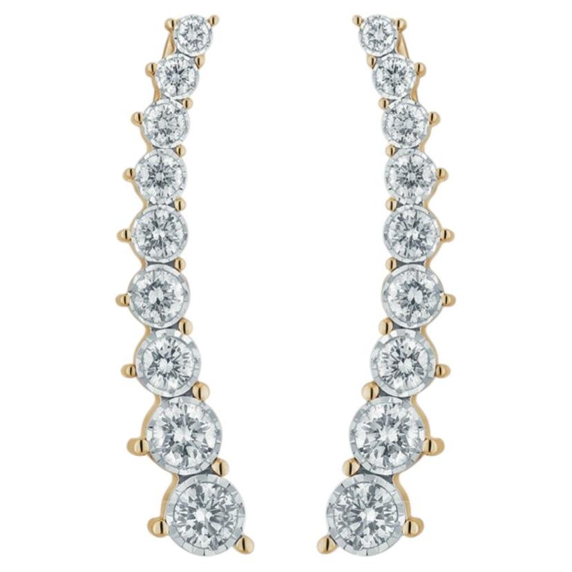 Pendientes tipo «earcuff» con diamantes de talla brillante, de oro de 18 quilates y engaste de cuatro garras