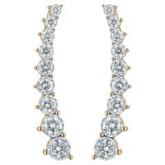 Earcuff brilliant cut diamonds Earrings 18K Gold and four prong setting