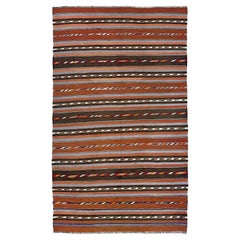Earhy Tribal Stripe Caucasian Kilim • Handmade Vintage Flatweave Area Rug (6×9)