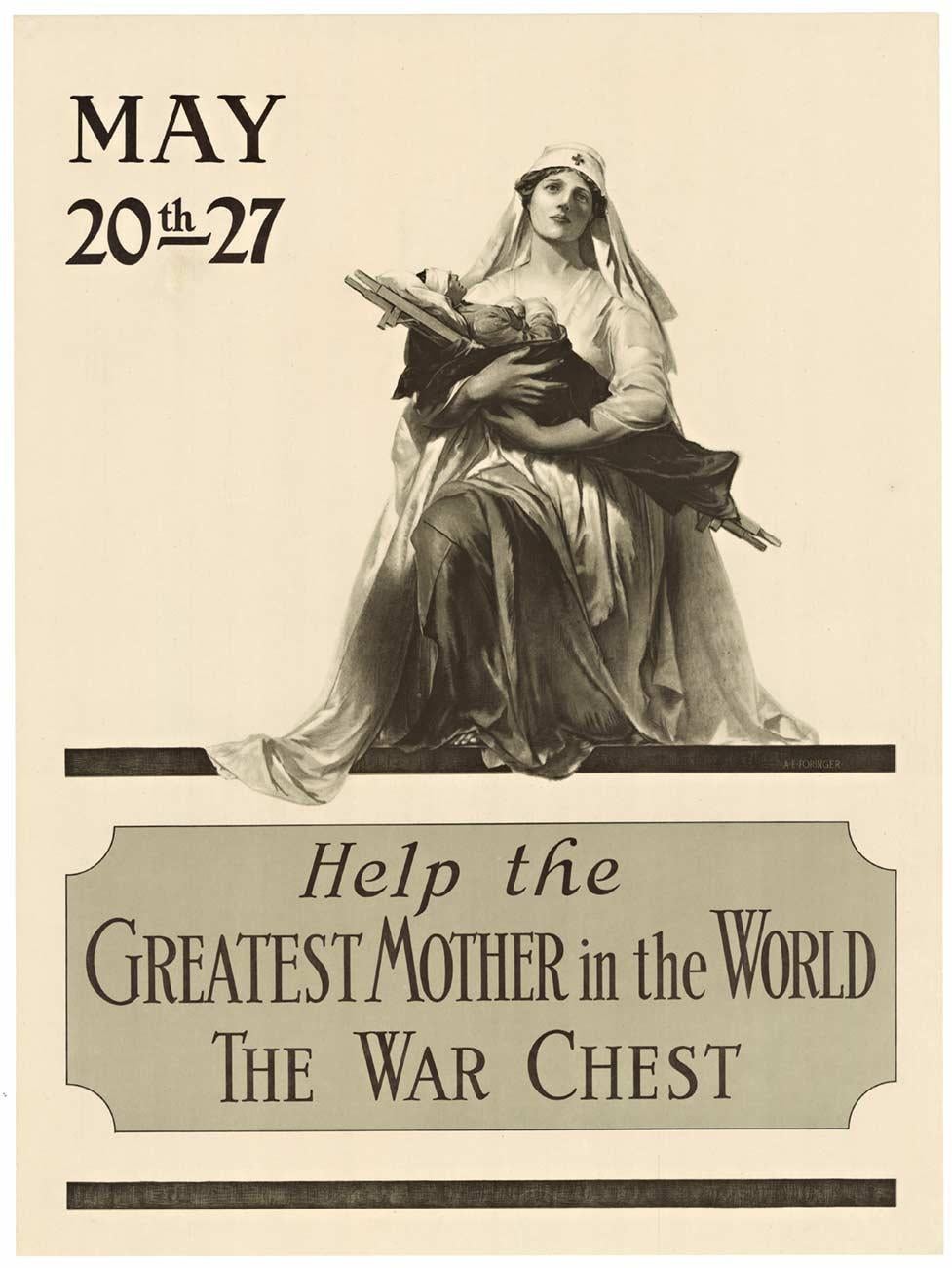 Aide la meilleure mère au monde, Commode de guerre, affiche vintage d'origine - Print de Earl Alonzo Foringer