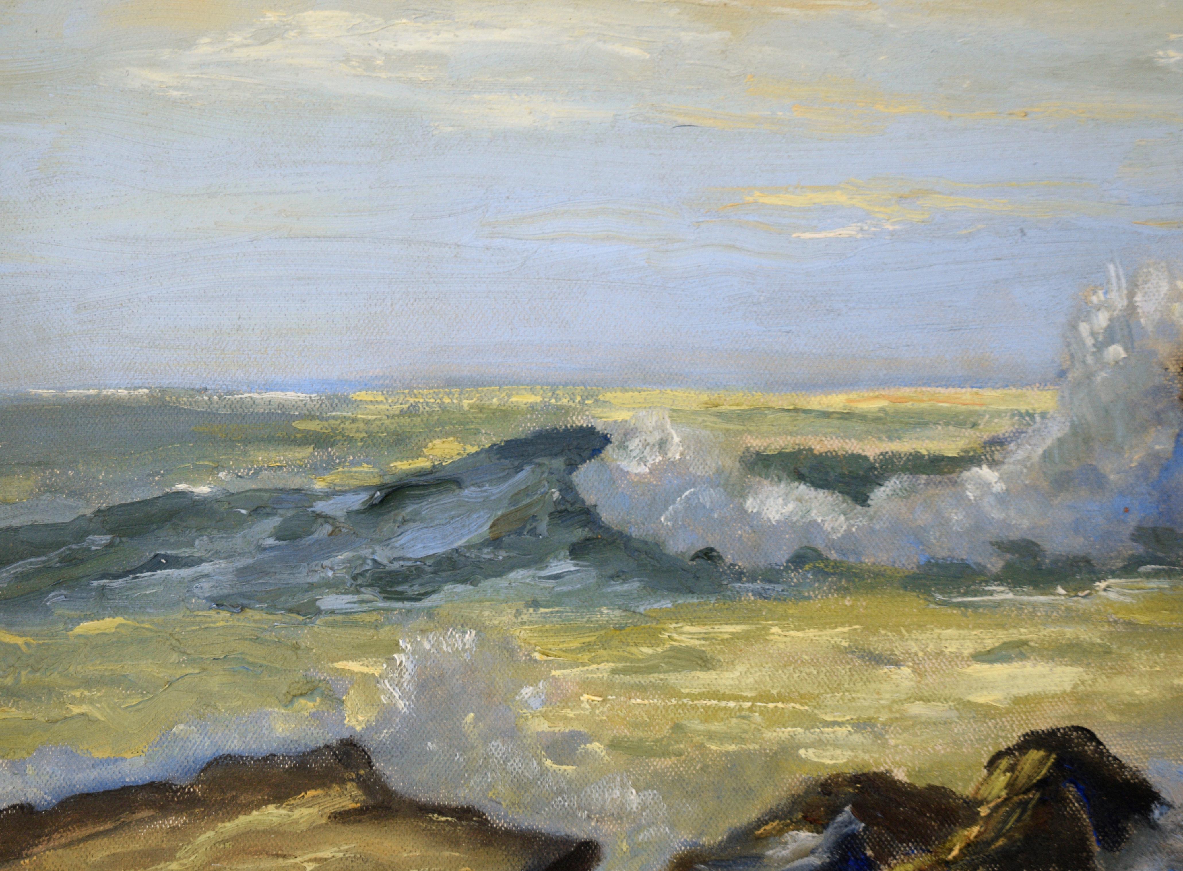 Paisaje marino turbulento - Painting impresionista estadounidense de Earl Anthony