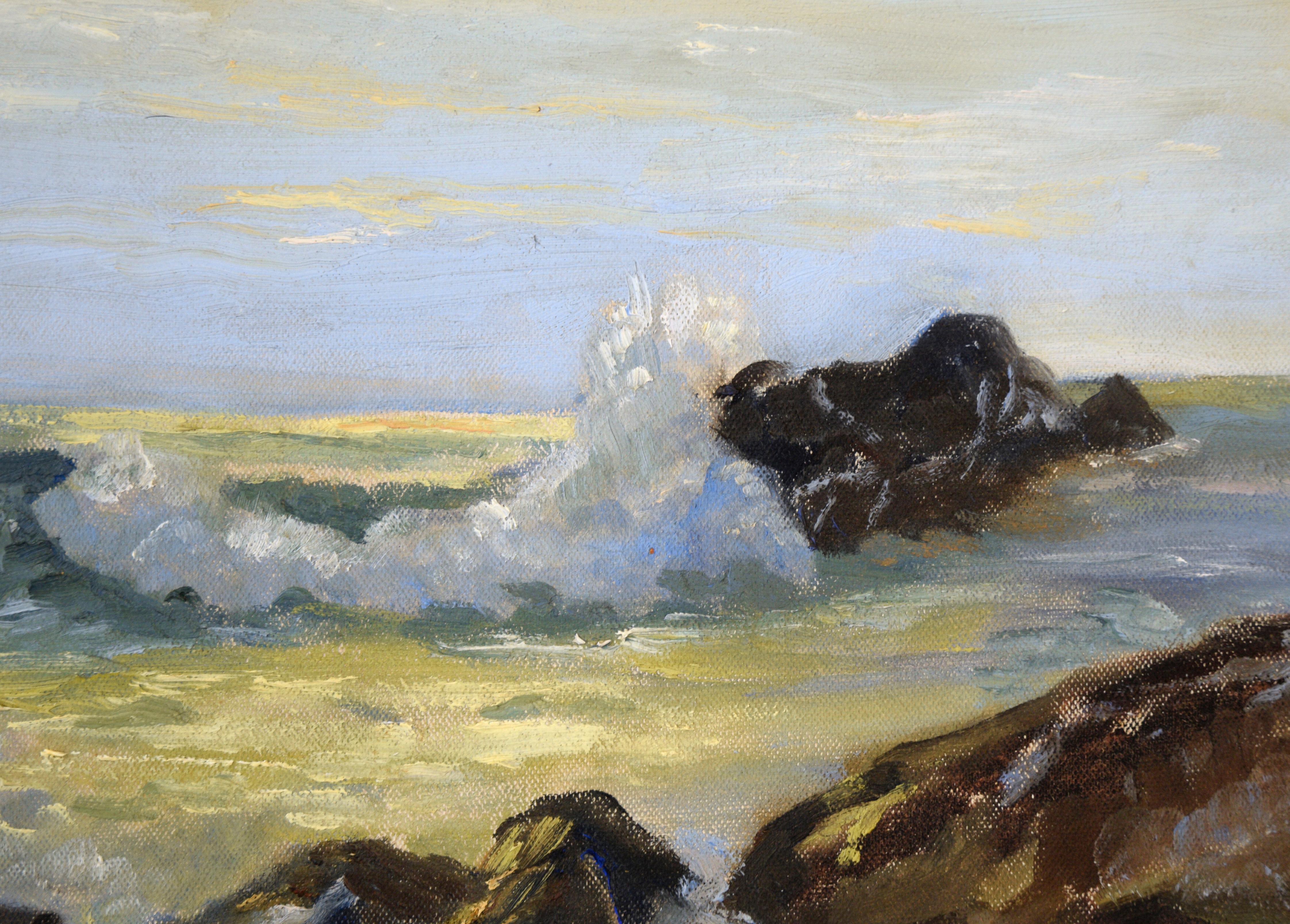 Paisaje marino turbulento - Landscape Painting Marrón de Earl Anthony