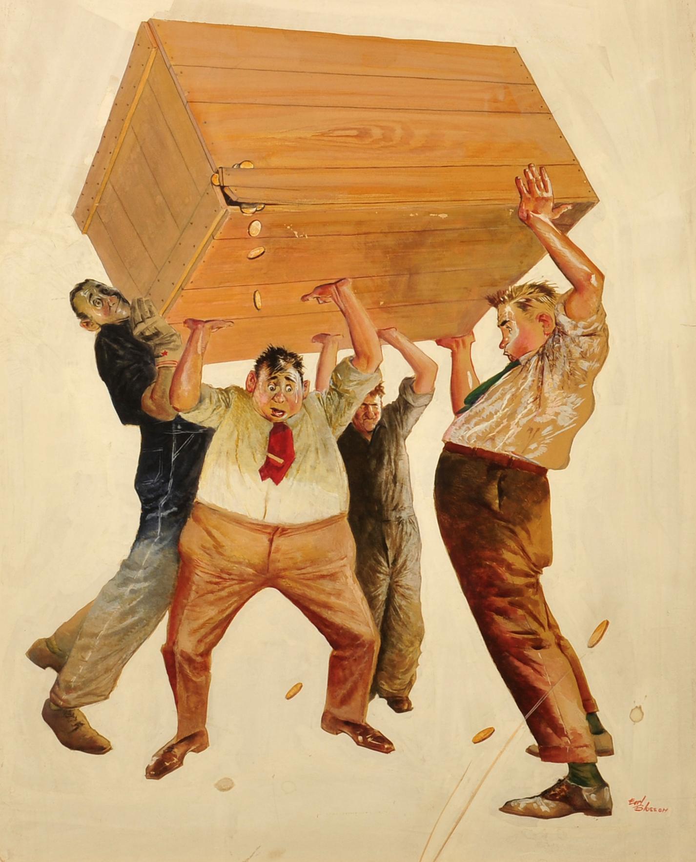 Men Holding Up a Box