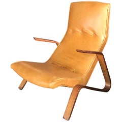 Earl Eero Saarinen "Grasshopper" Lounge Chair in Caramel Leather