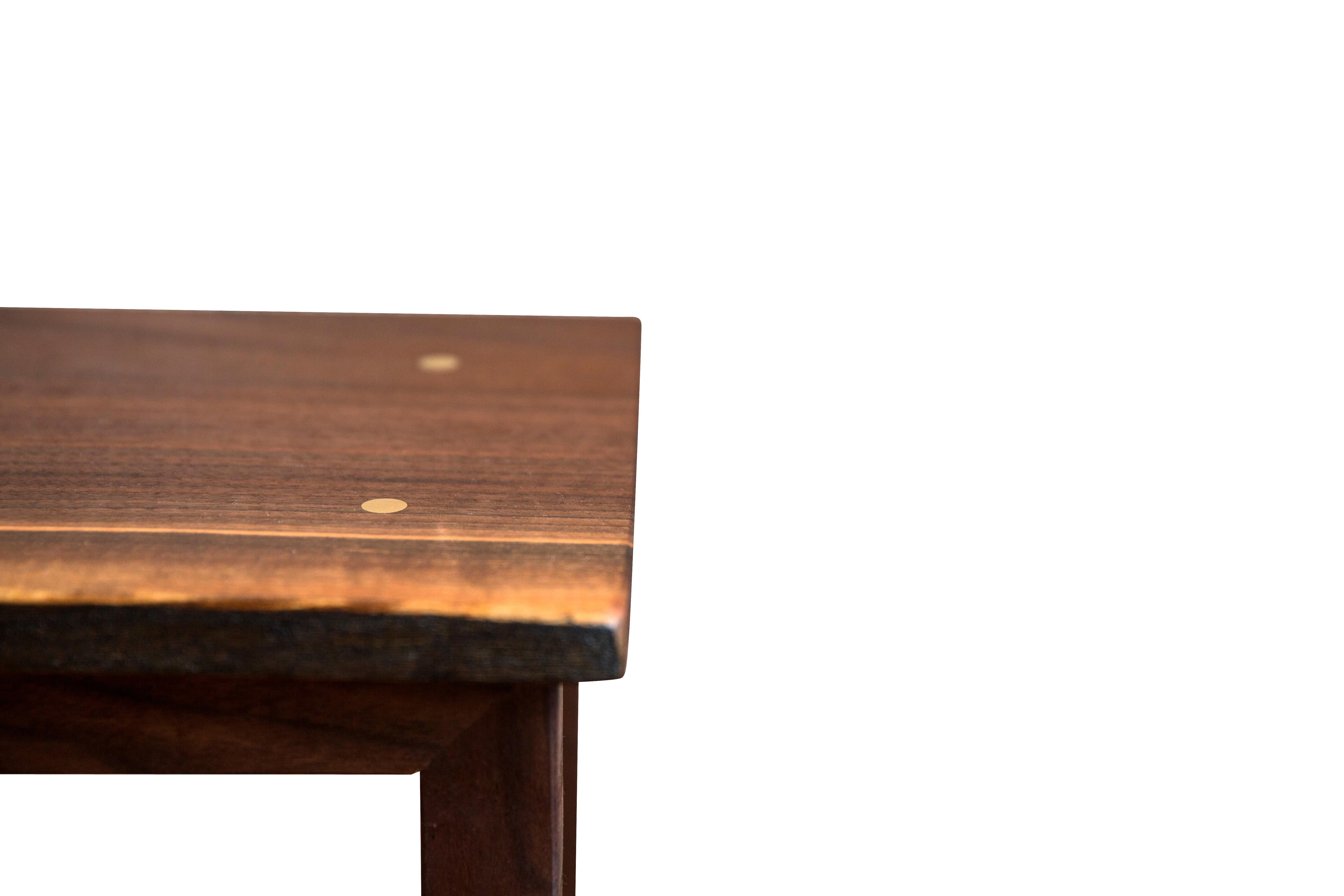 North American Earl Hand Crafted Walnut and Brass Harold Bench For Sale