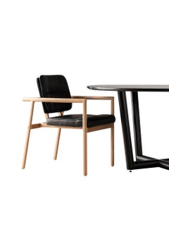 Earl Hand Crafted White Oak, Black Leather Moresby Captain Chair