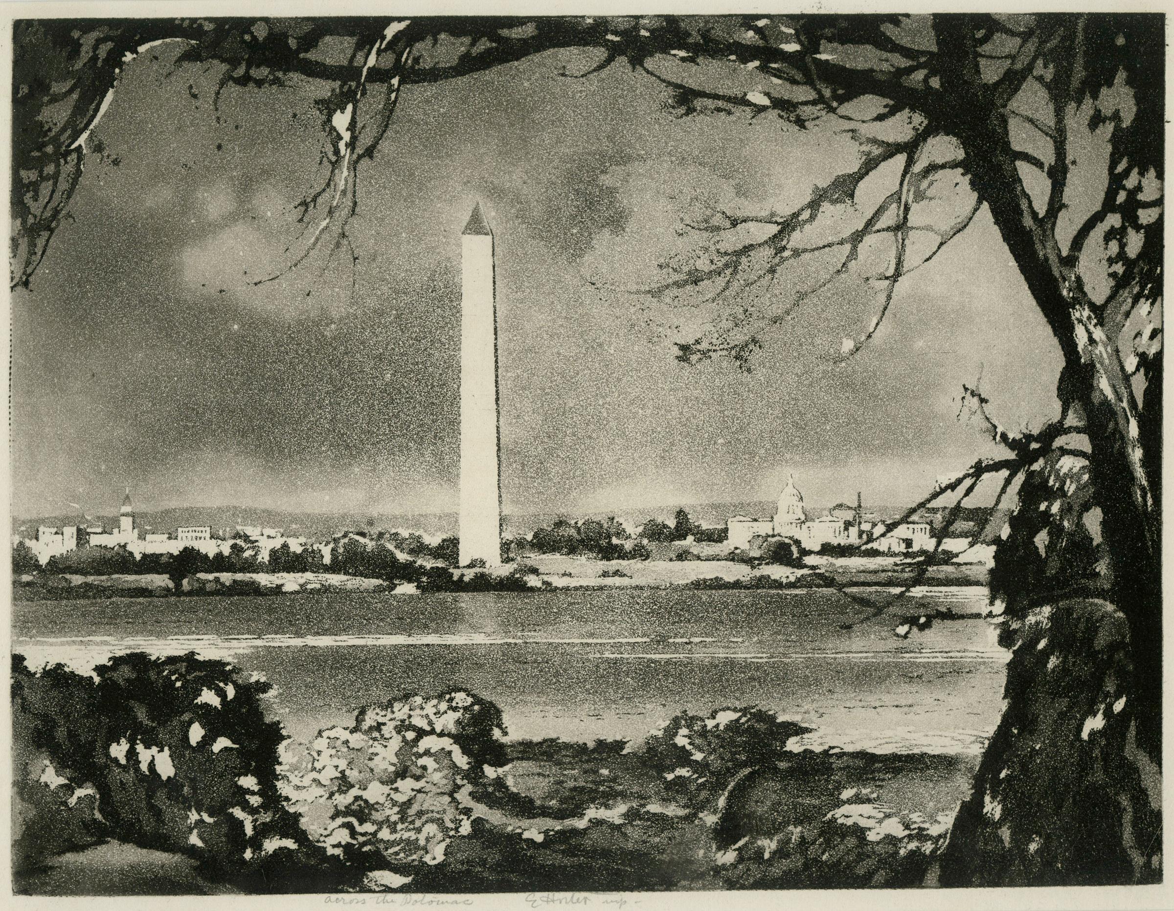 Earl Horter Landscape Print - Across the Potomac