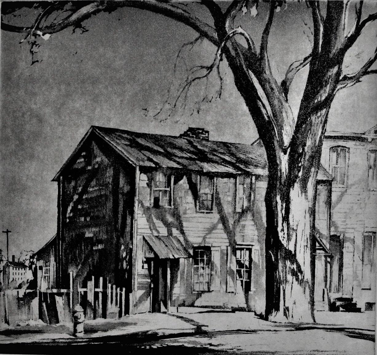 Earl Horter Abstract Print - Dark House (Philadelphia).