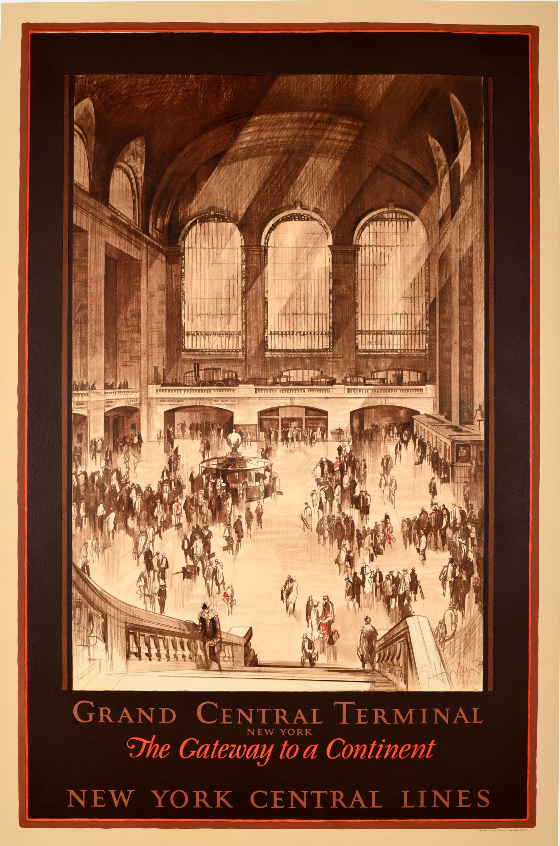 Earl Horter Print – Original-Vintage-Poster, US-Eisenbahn, Grand Central Terminal, New York Central Lines