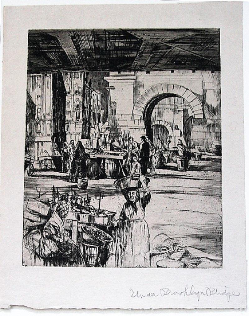 Under Brooklyn Bridge (New York) - American Modern Print by Earl Horter