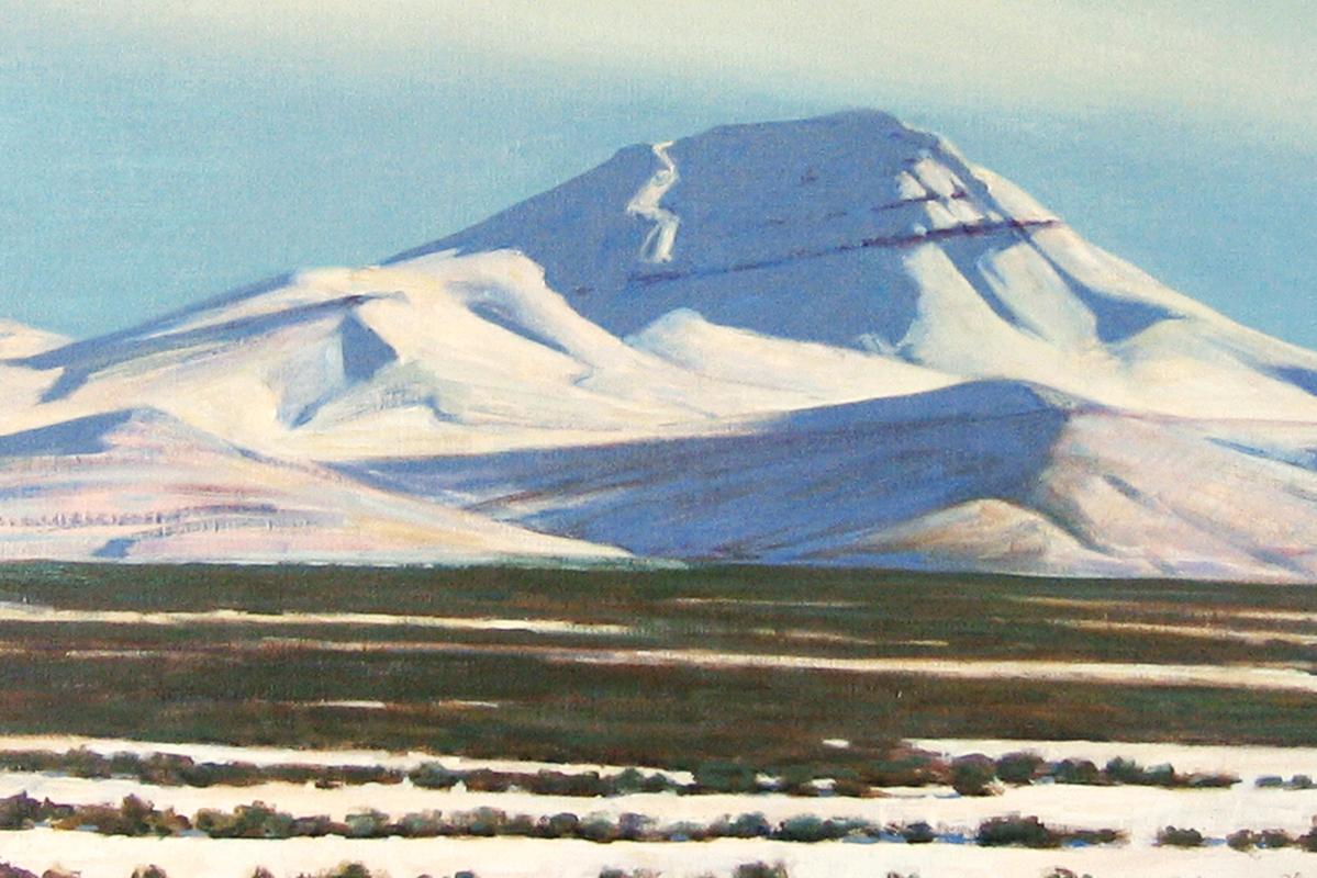 Battle Mountain, Nevada - Gray Landscape Painting by Earl Jones